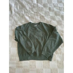 American Eagle Outfitters Olive Green Daisy Crewneck Sweatshirt size Small